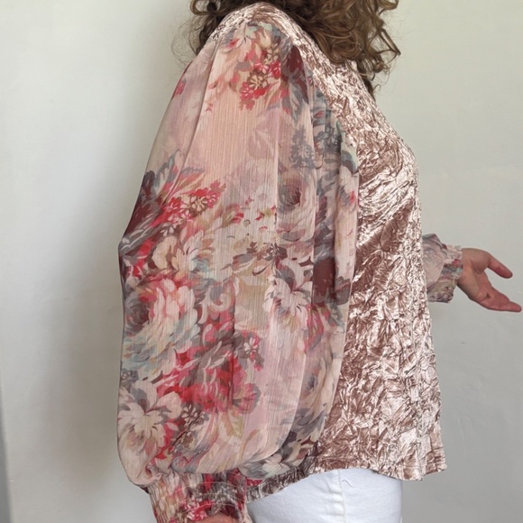 Pink Crushed Velvet Anthropologie Top - Picture 4 of 5
